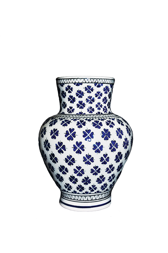 İznik Çini Desenleri - Mavi Beyaz Vazo